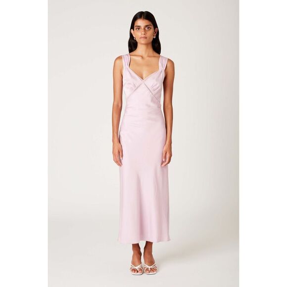 NIA Rosario vintage Inspired Satin slip Midi Dress in Pink size S NWT$108 - Picture 2 of 7